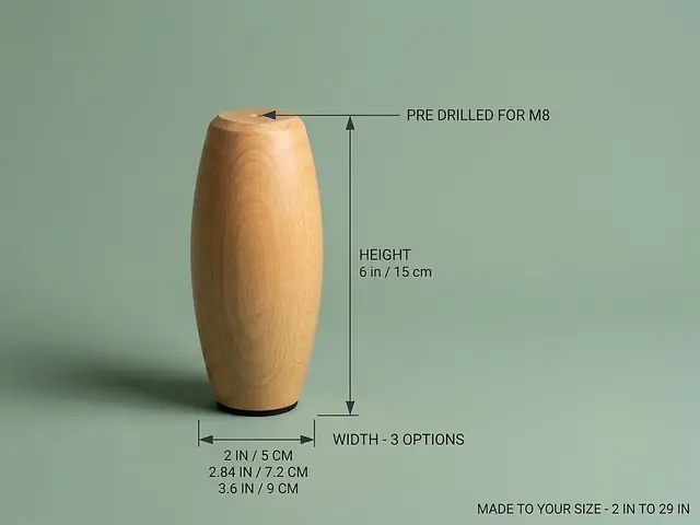 Ahşap mobilya ayağı Model 1 — ölçüler