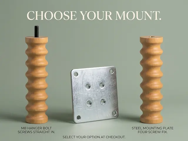 Ahşap mobilya ayağı Model 38 — montaj seçenekleri