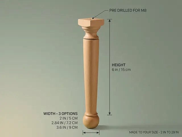 Ahşap mobilya ayağı Model 114 — ölçüler