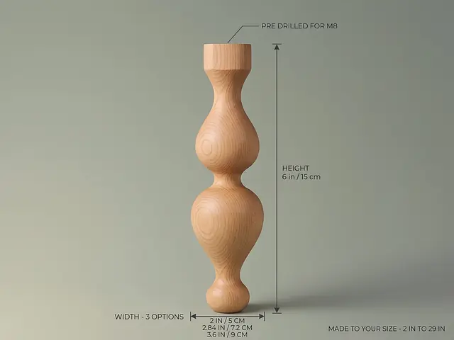 Ahşap mobilya ayağı Model 117 — ölçüler
