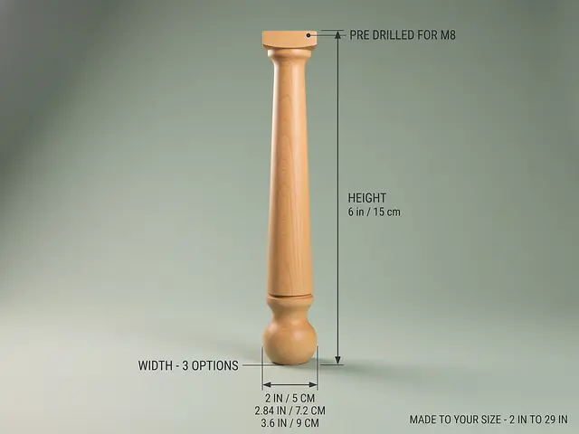 Ahşap mobilya ayağı Model 118 — ölçüler
