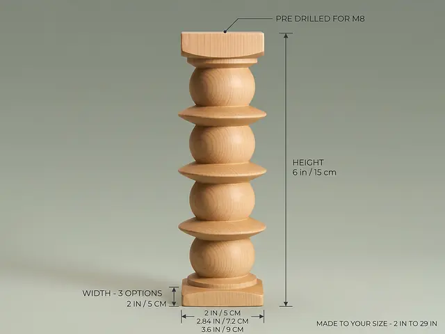 Ahşap mobilya ayağı Model 119 — ölçüler