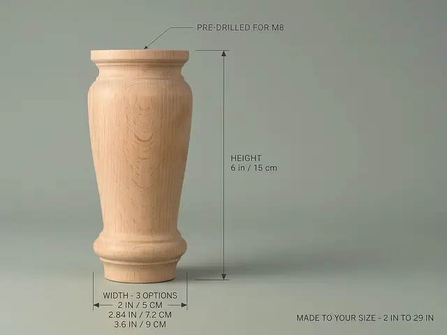 Ahşap mobilya ayağı Model 121 — ölçüler