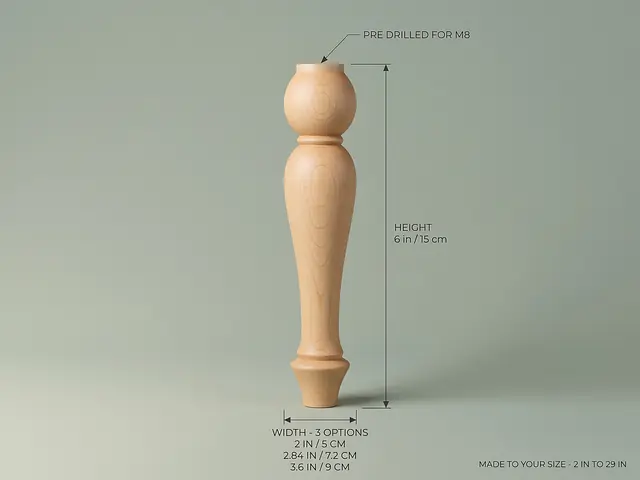 Ahşap mobilya ayağı Model 126 — ölçüler