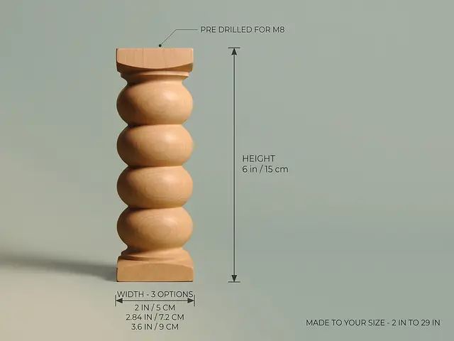 Ahşap mobilya ayağı Model 128 — ölçüler