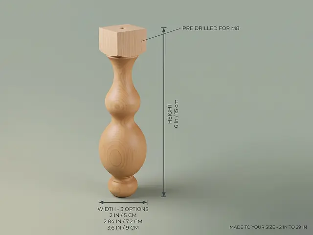 Ahşap mobilya ayağı Model 132 — ölçüler