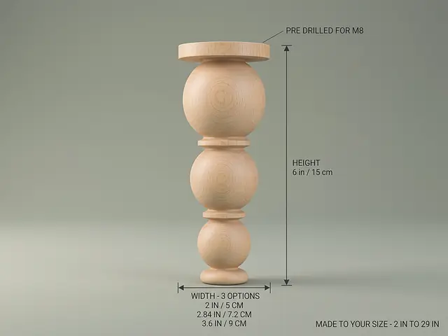 Ahşap mobilya ayağı Model 139 — ölçüler