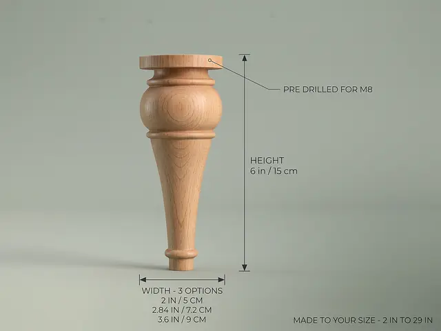 Ahşap mobilya ayağı Model 147 — ölçüler