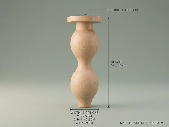 Ahşap mobilya ayağı Model 155 — ölçüler