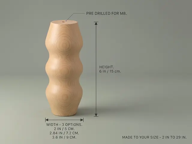 Ahşap mobilya ayağı Model 206 — ölçüler