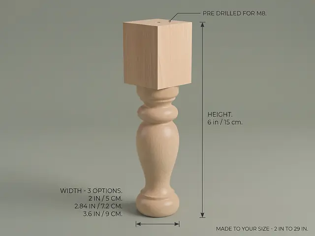 Ahşap mobilya ayağı Model 216 — ölçüler