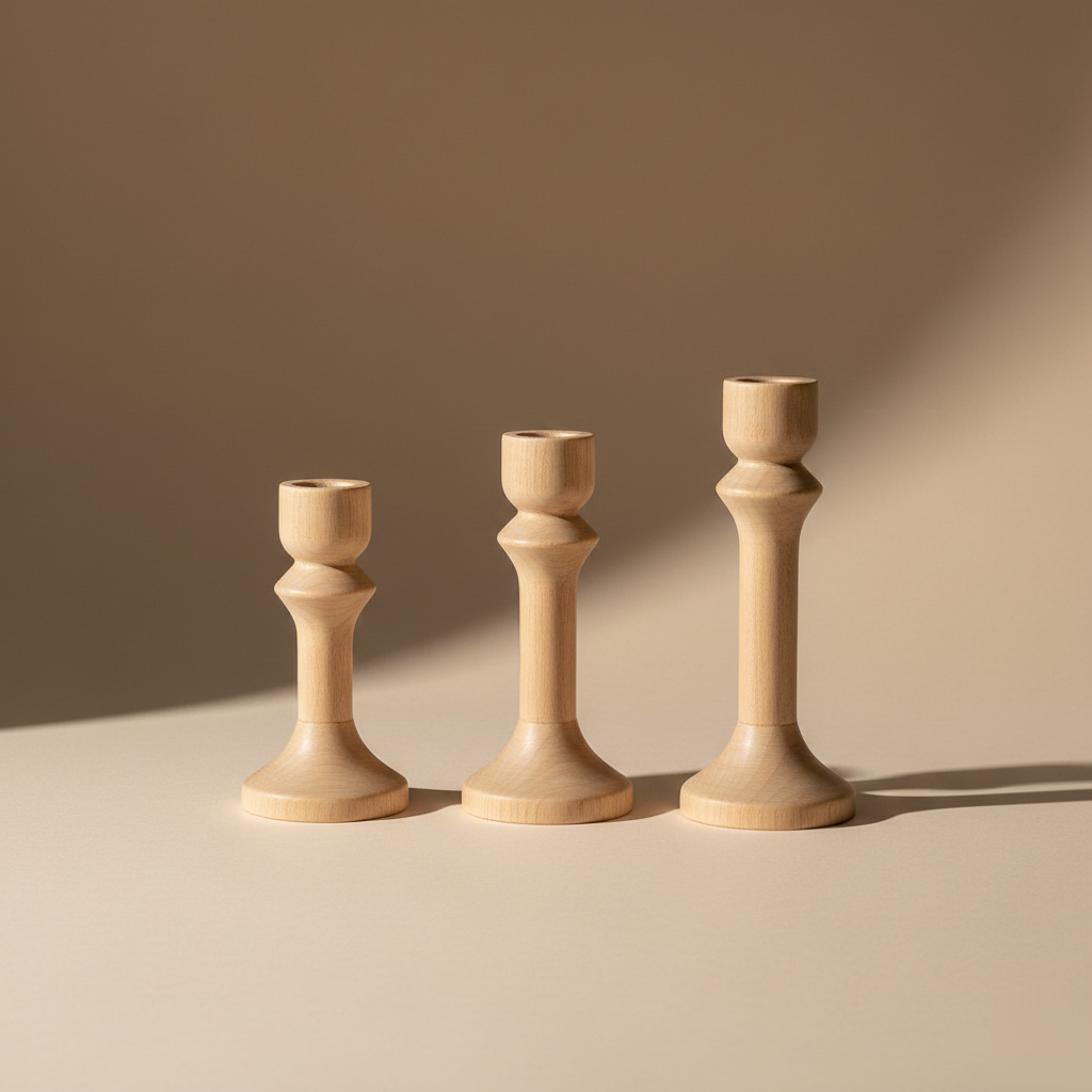 Ahşap şamdan — klasik kolon formu