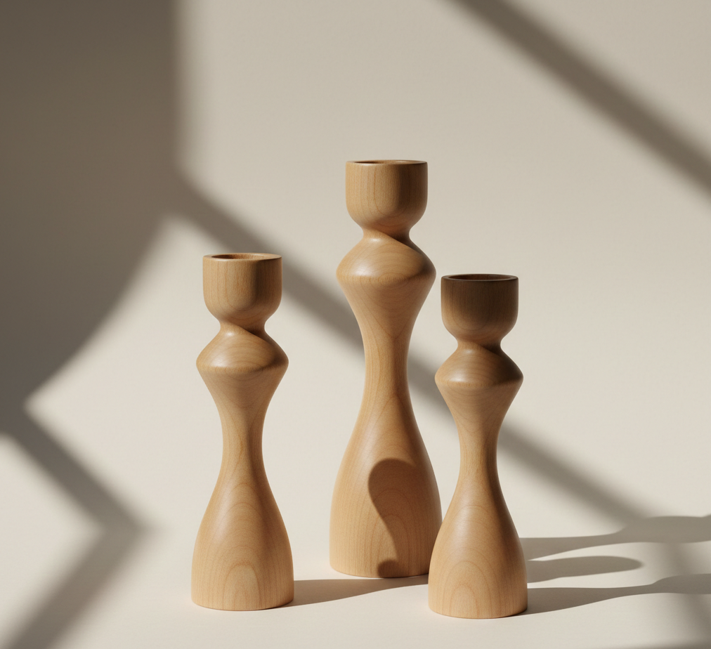 Ahşap Şamdan — masif.