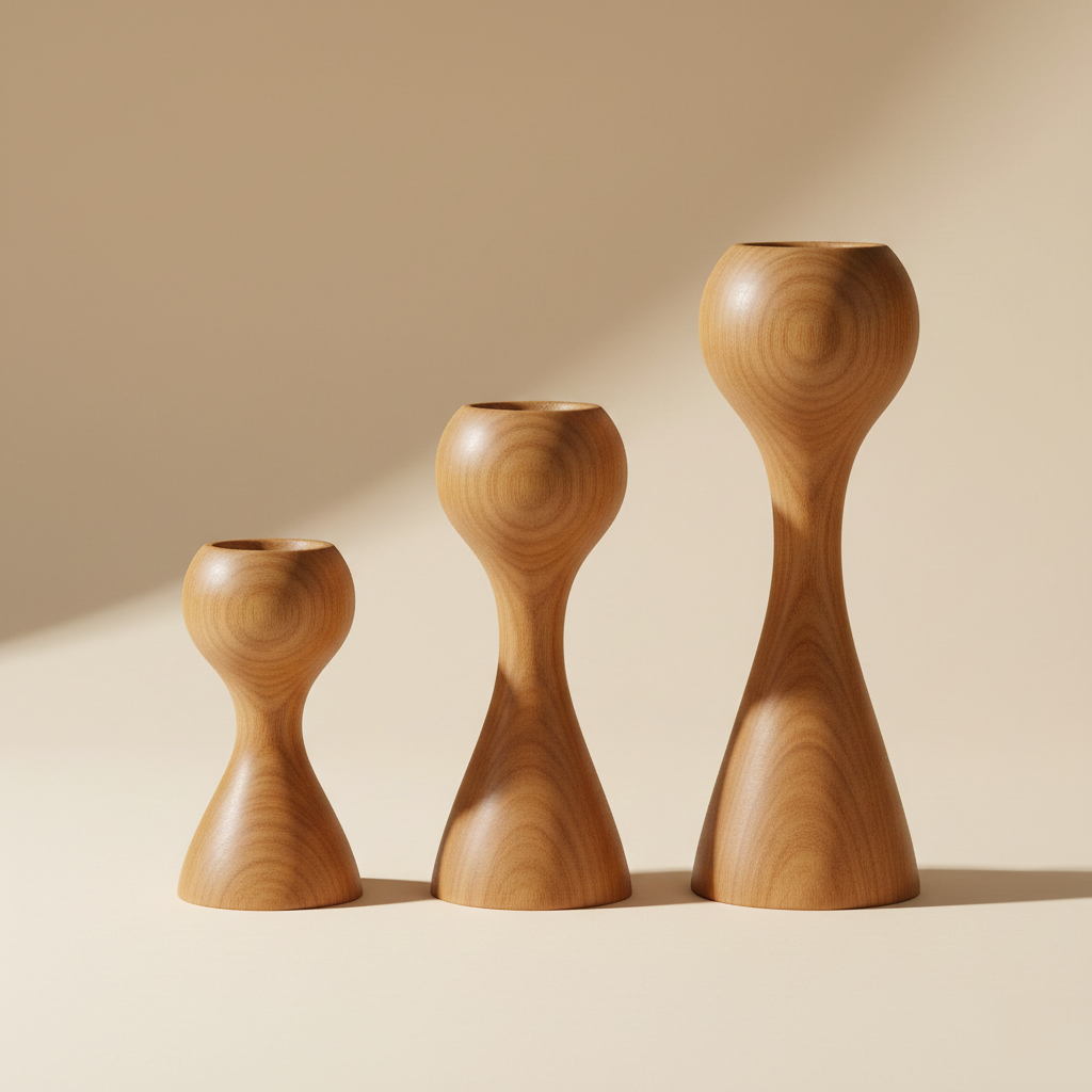 Ahşap şamdan — yuvarlak baş formu