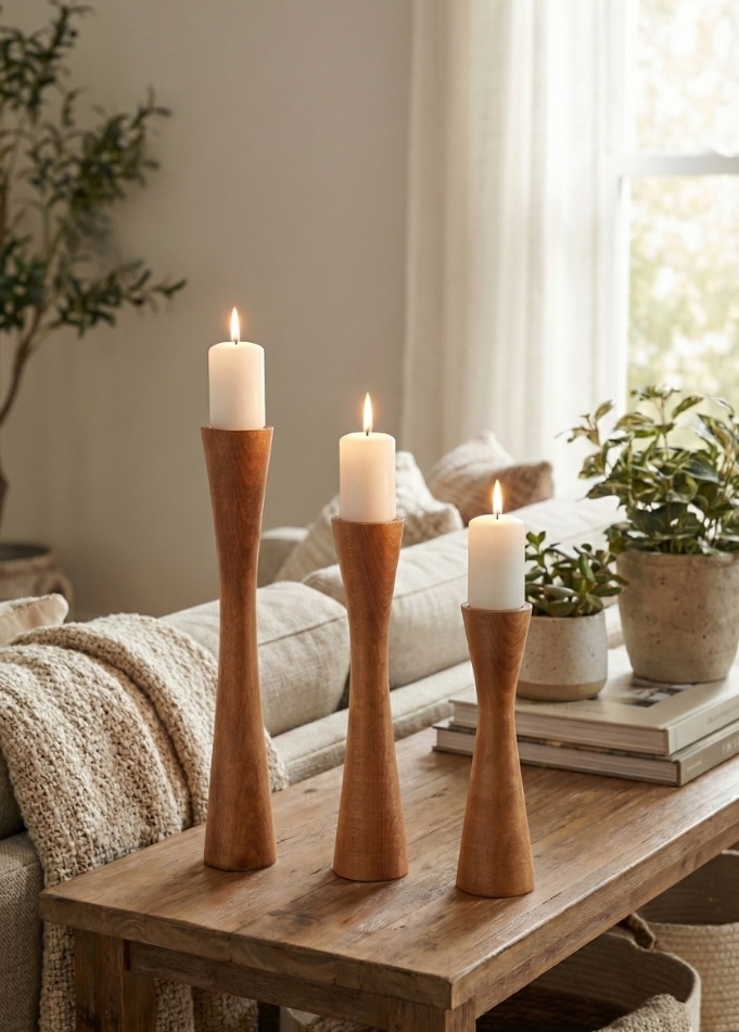 Modern Ahşap Şamdanlar