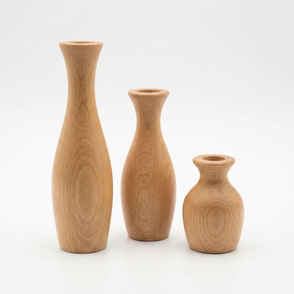 Doğal Dokulu Ahşap Vazolar