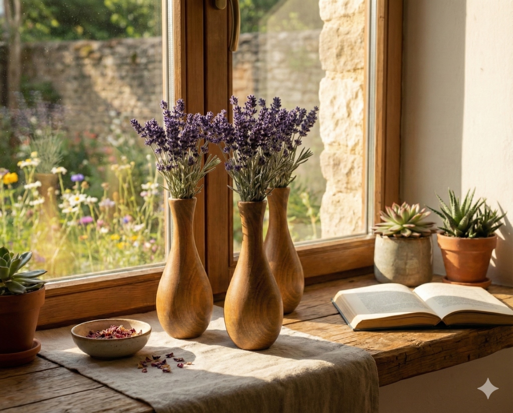 Raf Üstü Ahşap Vazolar