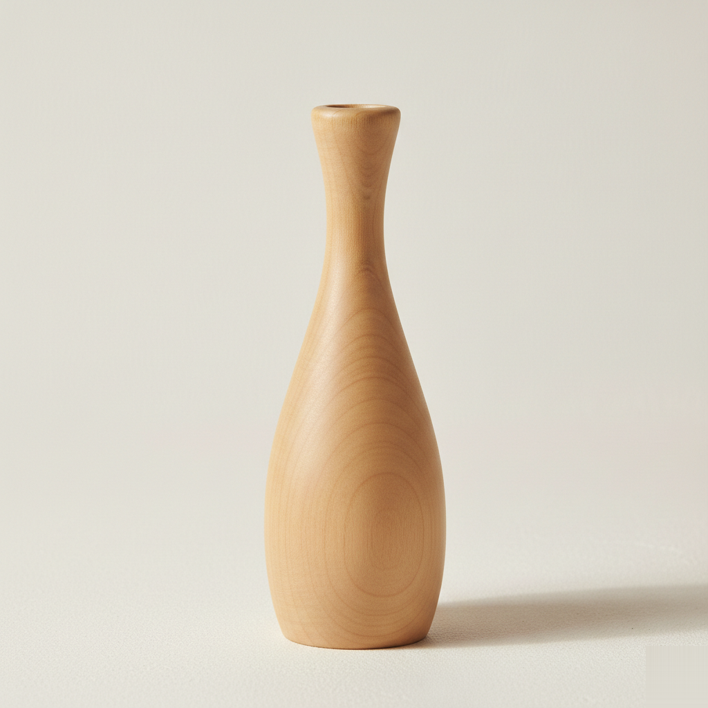 Ahşap vazo — klasik şişe set kayın tonu
