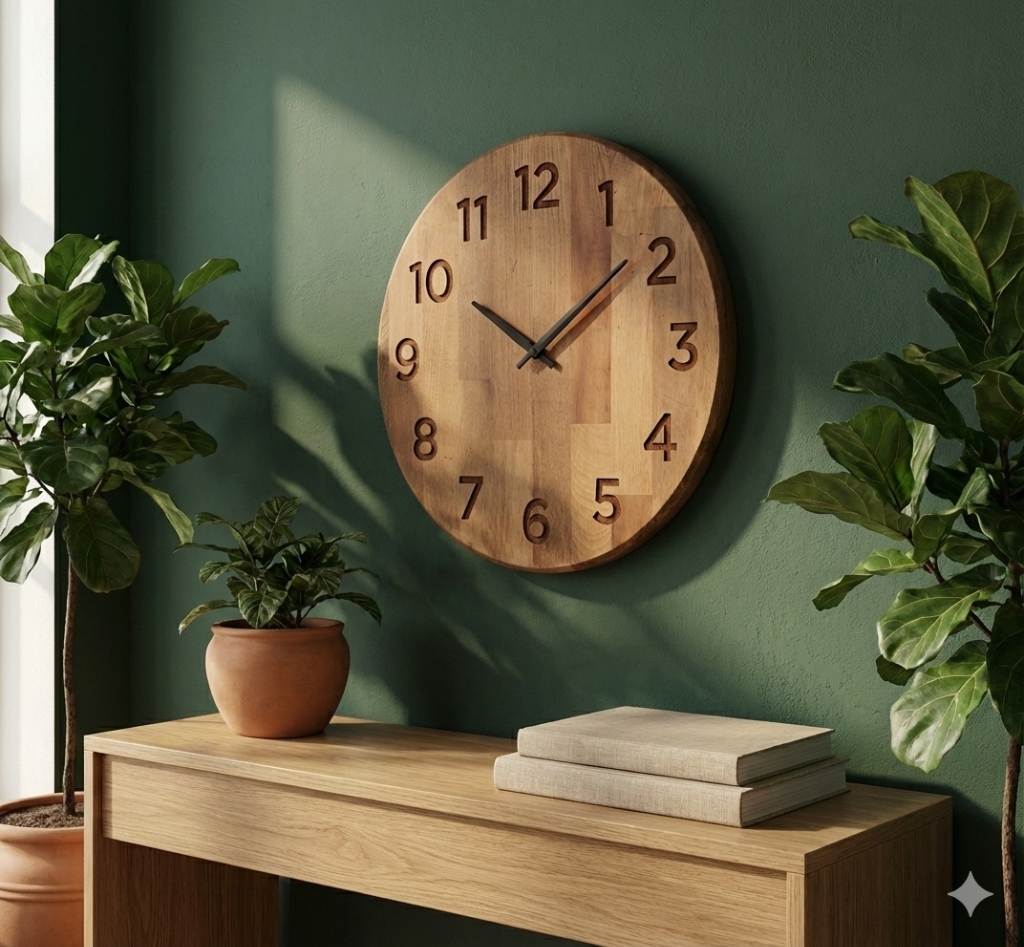 Ahşap Duvar Saati - Çalışma Odası