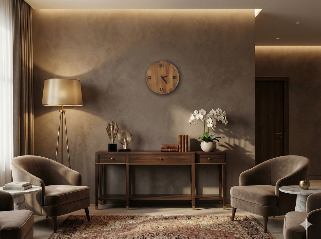 Ahşap Duvar Saati - Yeşil Duvar