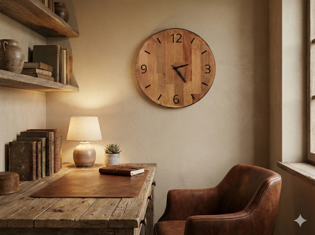 Ahşap Duvar Saati - Ofis